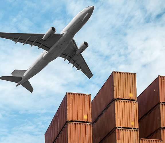 Global logistics services with transportation by air and sea